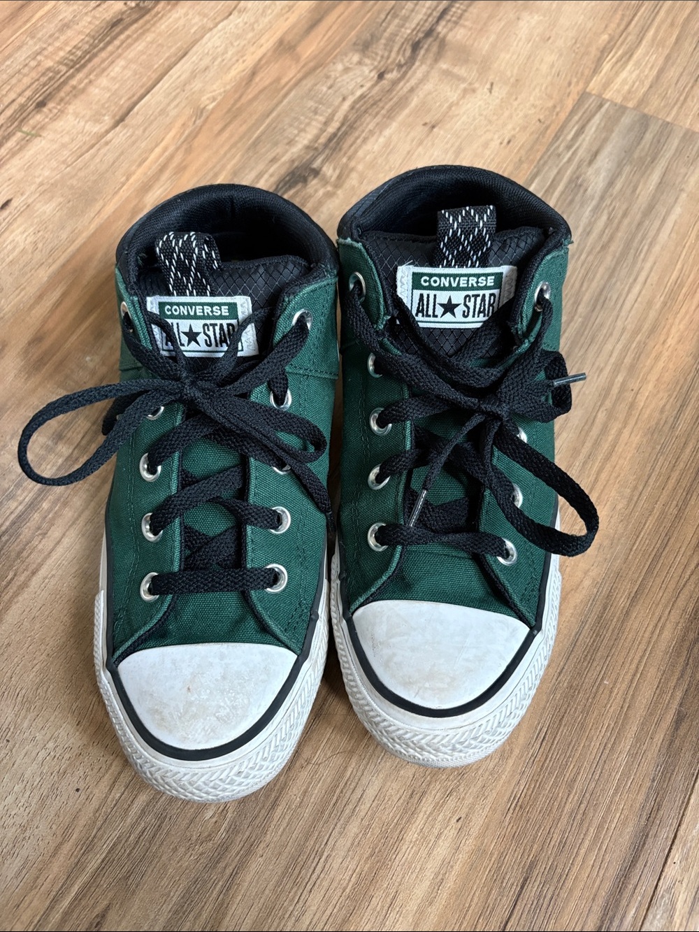 Converse Kids Dark Green Canvas High-Top Sneakers with Black Laces